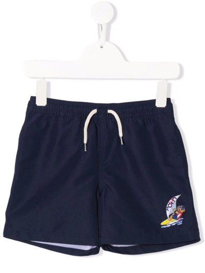Ralph Lauren Kids' Recycled Polyester Swimming Shorts In Blue
