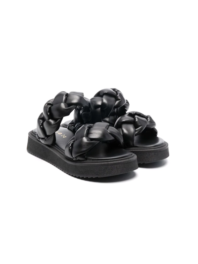Florens Kids' Tresses Braided Platform Sandals In Black