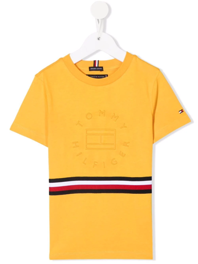 Tommy Hilfiger Junior Teen Logo-embossed Organic-cotton T-shirt In Yellow