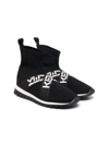 Kenzo Flyknit Logo Strap High-top Sneakers In Black