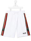 Msgm Teen Logo-tape Track Shorts In White