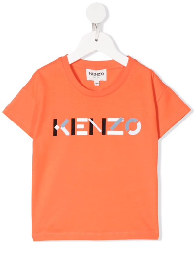Kenzo Babies' Boys Organic Orange Logo T-shirt