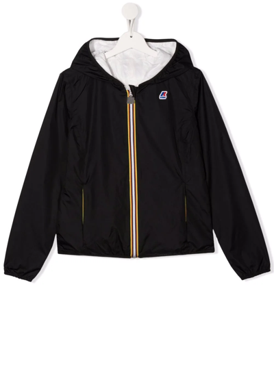 K-way Teen Logo-patch Hooded Jacket In Black