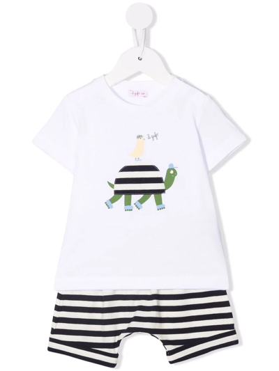 Il Gufo Babies' Graphic-print Striped Short Set In White