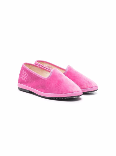 Douuod Teen Embossed Logo Round-toe Loafers In Pink