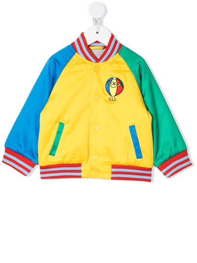 Stella Mccartney Babies' Good Vibes & Beach Ball-embroidered Bomber Jacket In Yellow