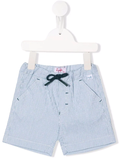 Il Gufo Babies' Check-pattern Drawstring Shorts In Blue