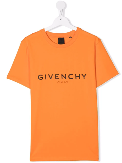 Givenchy Kids' Logo-print Short-sleeve T-shirt In Orange