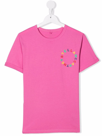 Stella Mccartney Kids' Logo-print Organic-cotton T-shirt In Pink