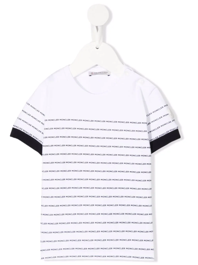 Moncler Babies' Logo-stripe Jersey T-shirt In White