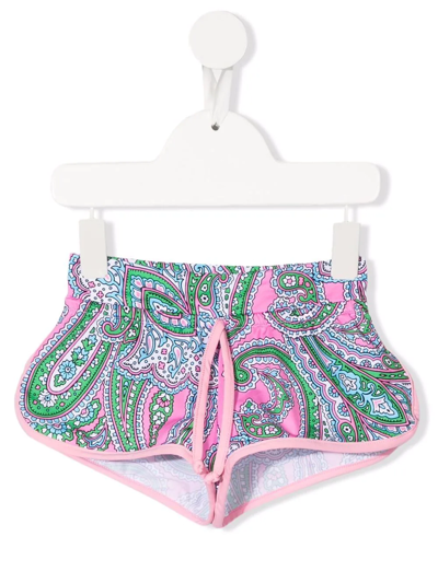 Mc2 Saint Barth Teen Paisley-print Drawstring-waist Shorts In Pink