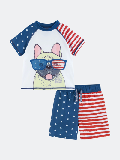 Andy & Evan Babies'  Boys Stars & Stripes Swim Set In Blue