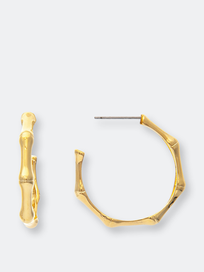 Rivka Friedman Bamboo Polished Hoop Earrings In Gold