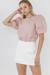 English Factory Poplin Puffed Sleeve Top In Pink