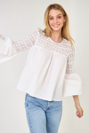 ENDLESS ROSE ENDLESS ROSE LACE WITH POPLIN BELL SLEEVE BLOUSE