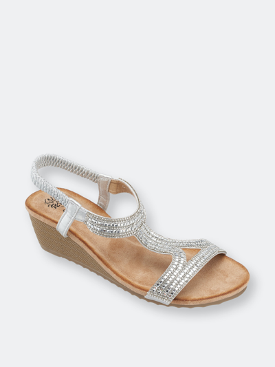Gc Shoes Coretta Rhinestone Wedge Sandal In Silver