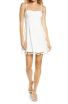 French Connection Whisper Pompom Trim Minidress In Summer White