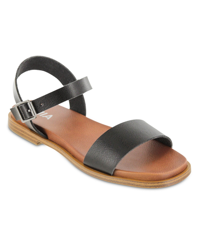 Mia Karina Womens Faux Leather Flat Slingback Sandals In Black