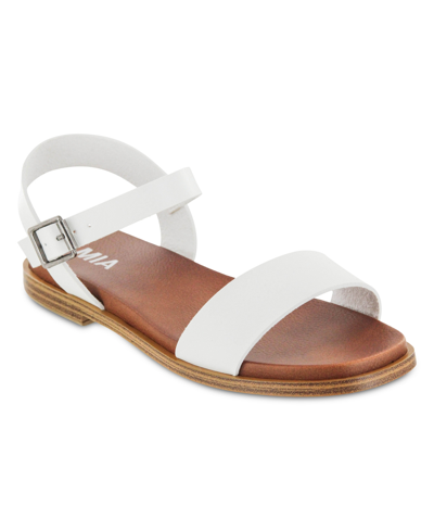 Mia Karina Womens Faux Leather Flat Slingback Sandals In White