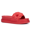 New York And Company Camilia Womens Faux Leather Slip On Platform Sandals In Red