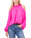 Vince Camuto Long-sleeve Cold-shoulder Top In Hot Pink