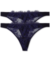 Skarlett Blue Entice Lace Front Thong 2-pack In Black/midnight