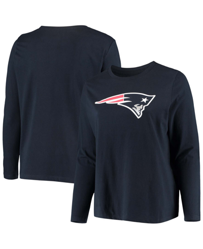 Fanatics Women's Plus Size Navy New England Patriots Primary Logo Long Sleeve T-shirt