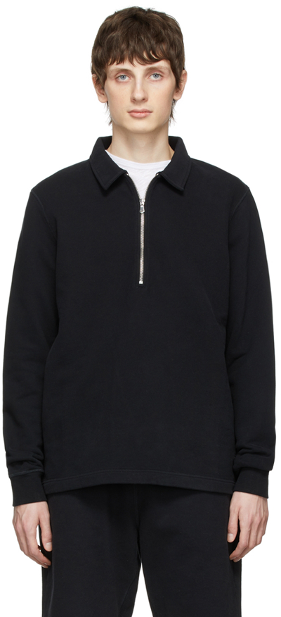 Sunspel Navy Cotton Sweatshirt In Black