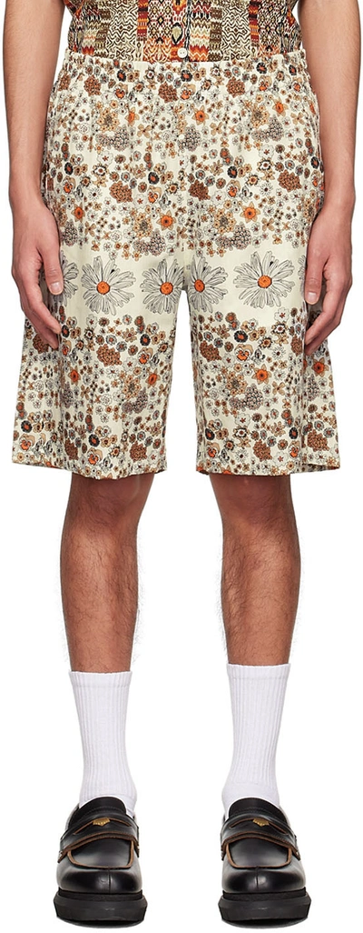 Noma T.d. Blue Cotton Lounge Pants In Flowers - Off White