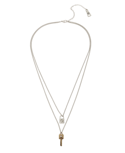 Steve Madden Padlock Key Layered Necklace In Crystal