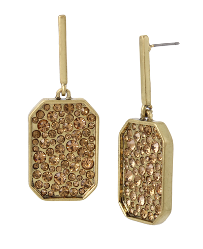 Steve Madden Pave Tag Charm Huggie Earrings In Light Colorado