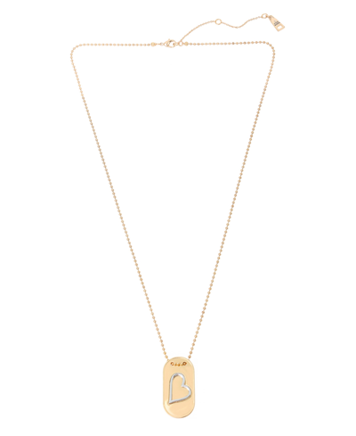 Steve Madden Heart Dog Tag Pendant Necklace In Two-tone