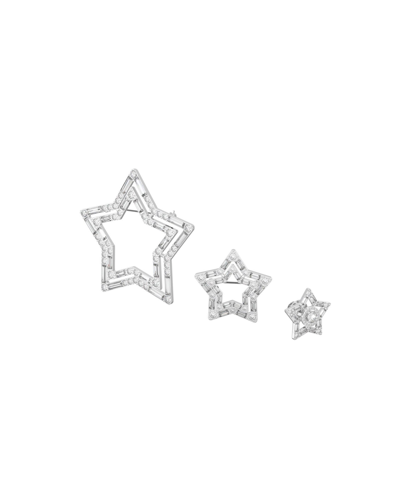 Swarovski Stella  Crystal Rhodium-plated 3-piece Brooch Set In White