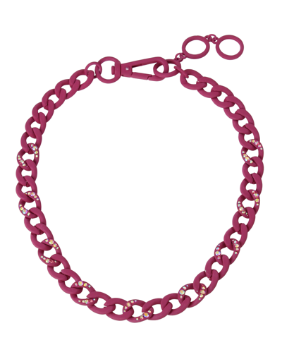 Steve Madden Pave Link Collar Necklace In Fuchsia