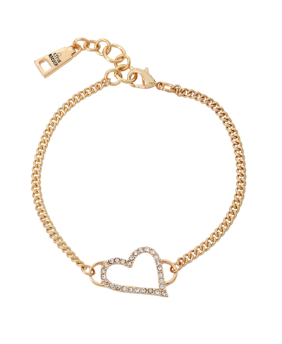 Steve Madden Heart Link Bracelet In Crystal