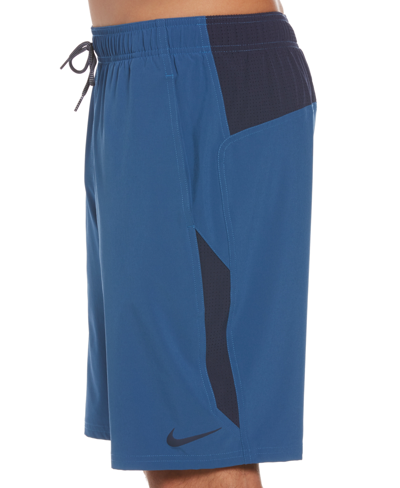 Nike Men's Contend Water-repellent Colorblocked 9" Swim Trunks In Royal