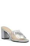 Adrienne Vittadini Avenue Embellished Clear Strap Mule Sandal In Silver