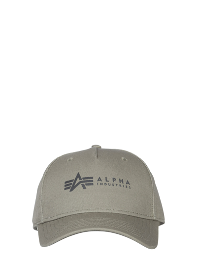 Alpha Industries Logo Print Baseball Cap In Green