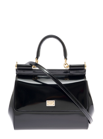 Dolce & Gabbana Woman's Sicily Leather Handbag In Black