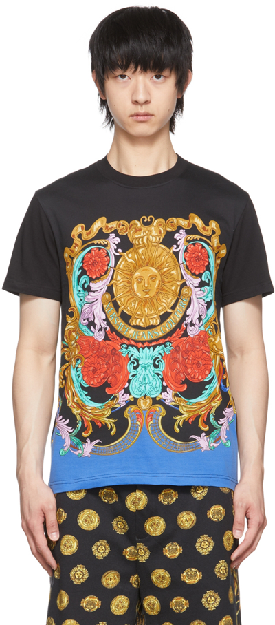Versace Jeans Couture Sun Flower Garland Slim-fit T-shirt In Black