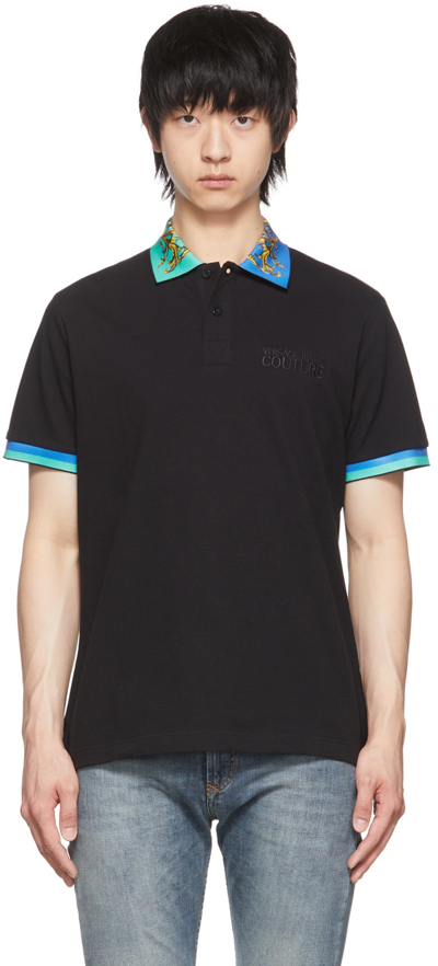 Versace Jeans Couture Black Garland Polo In E899 Black