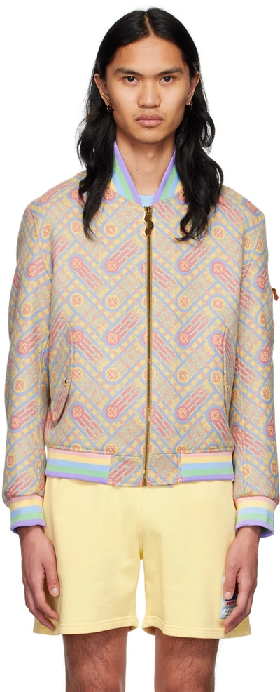 Casablanca Candy Ping Pong Monogram Bomber Jacket Multicolor In Neutrals