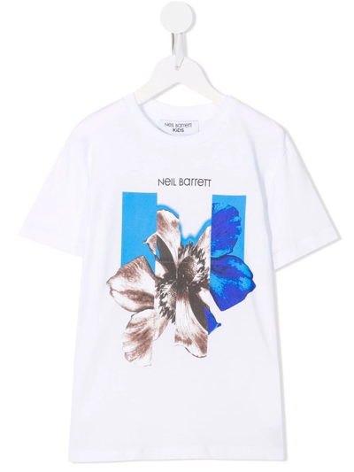 Neil Barrett Kids' Logo-print T-shirt In White