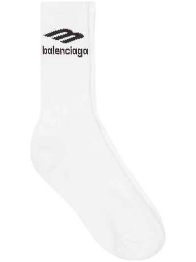 Balenciaga 3b Sports Icon Tennis Socks In White