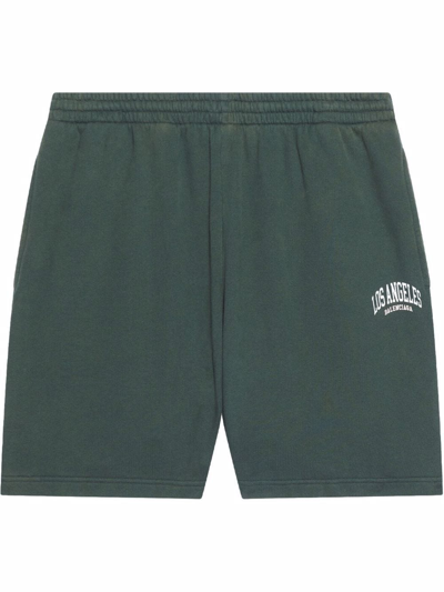 Balenciaga Los Angeles Track Shorts In Dark Green White