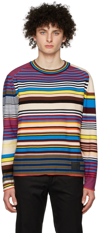 Paul Smith Logo-patch Striped Cotton Sweater In Multicolor