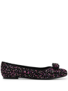 Ferragamo Varina Dot Suede Ballerina Flats In Black