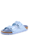Birkenstock Arizona Big Buckle Leather Sandals In High Shine Dusty Blue