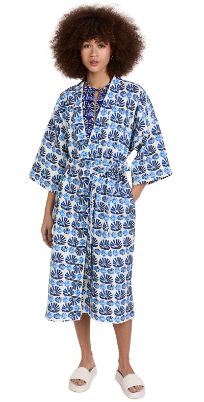 La Doublej Exclusive Cotton Printed Robe In Conchiglie White