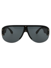 Versace Men's Semi-rimless Acetate Shield Sunglasses In Gb1/87 Black